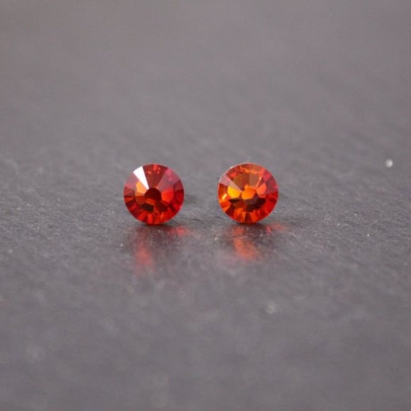 COPY - Fire Opal Orange Crystal Stud Earrings - Picture 1 of 4